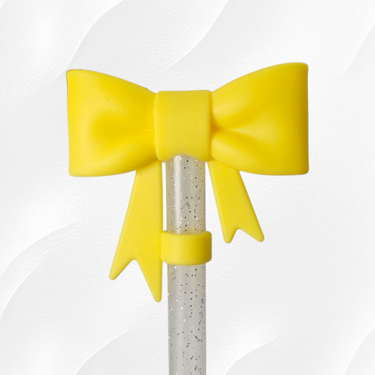 Yellow Princess Bow 3D Silicone Straw Topper 