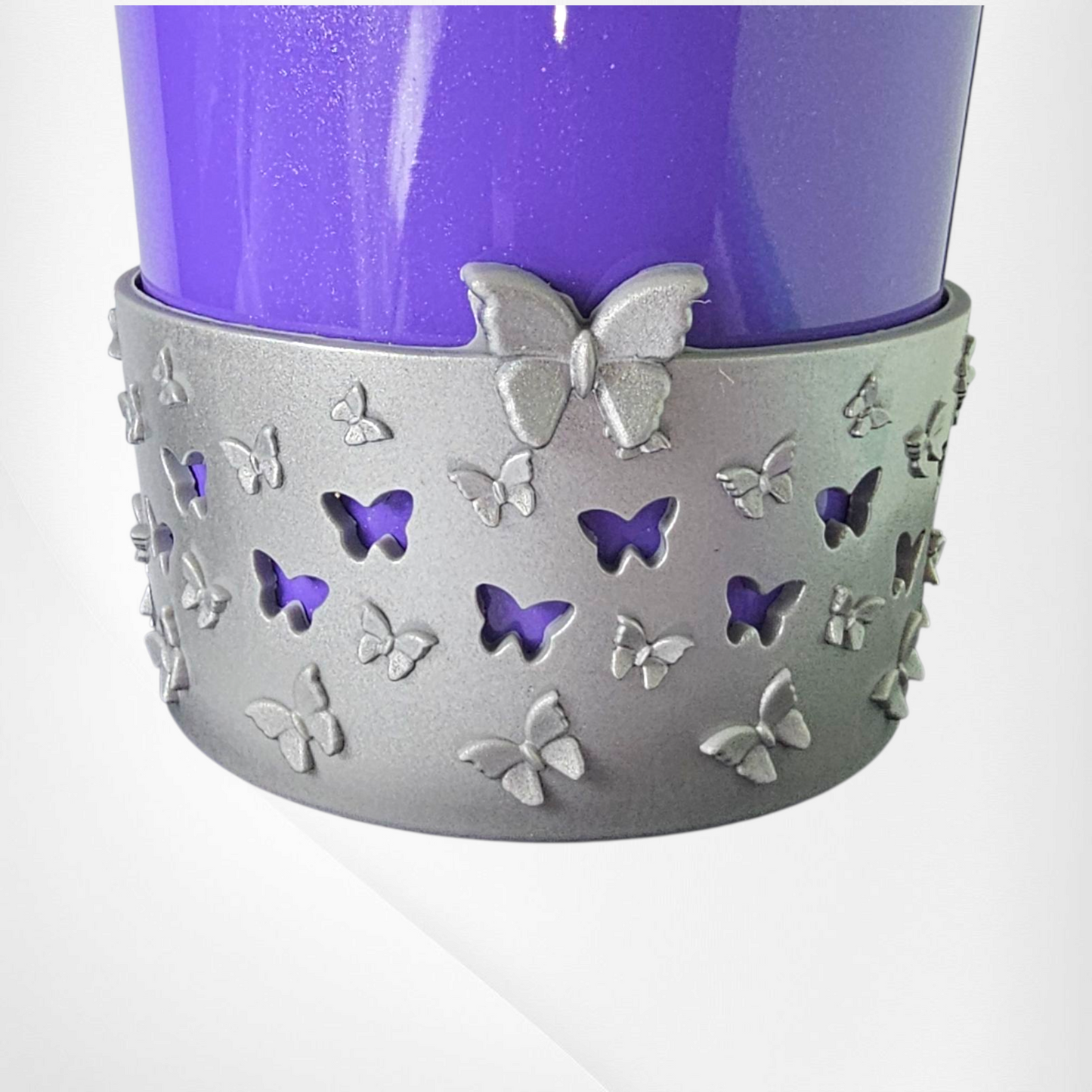 Silver Shimmer 3D Butterfly Silicone Tumbler Boot 