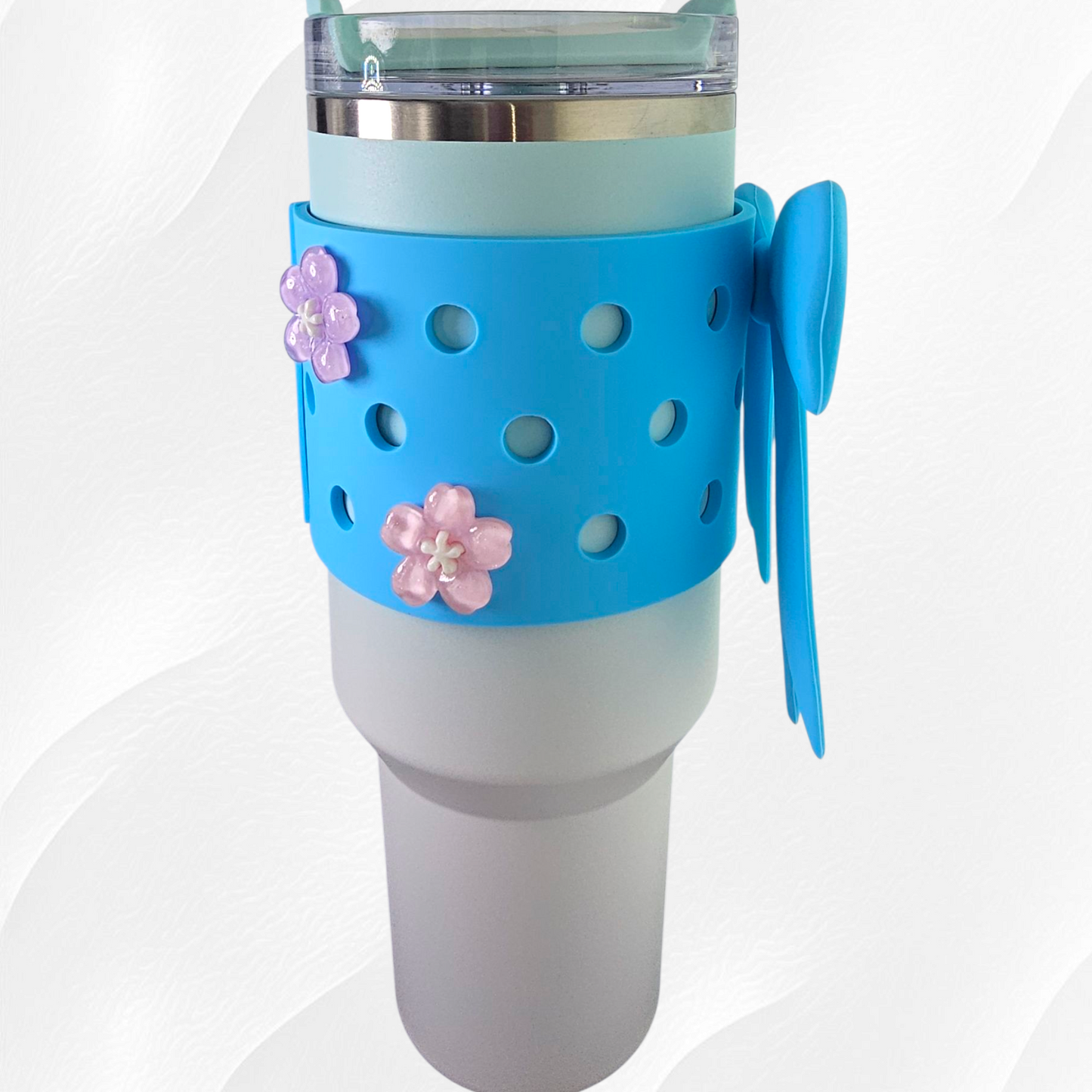 Jumbo Princess Bow Protective Tumbler Sleeve  - Pool Blue
