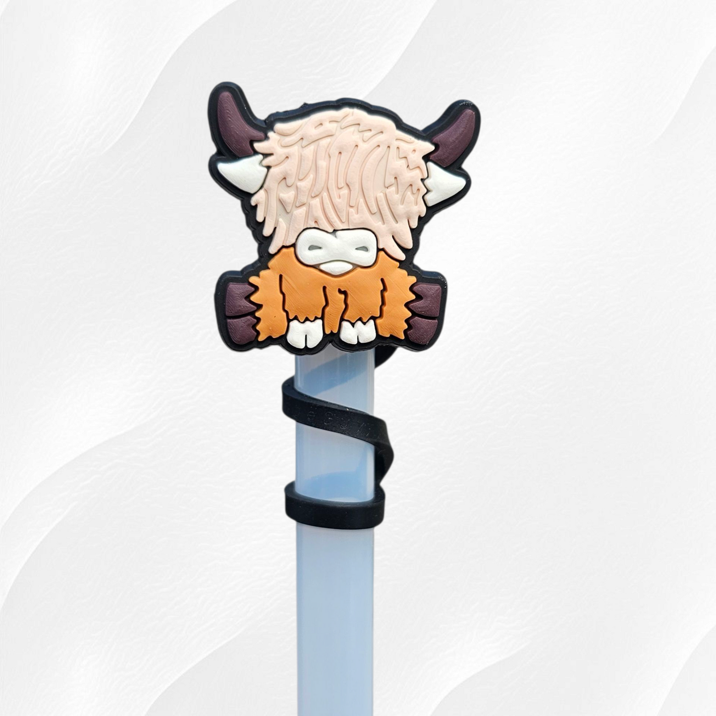 Highland Cow Straw Topper