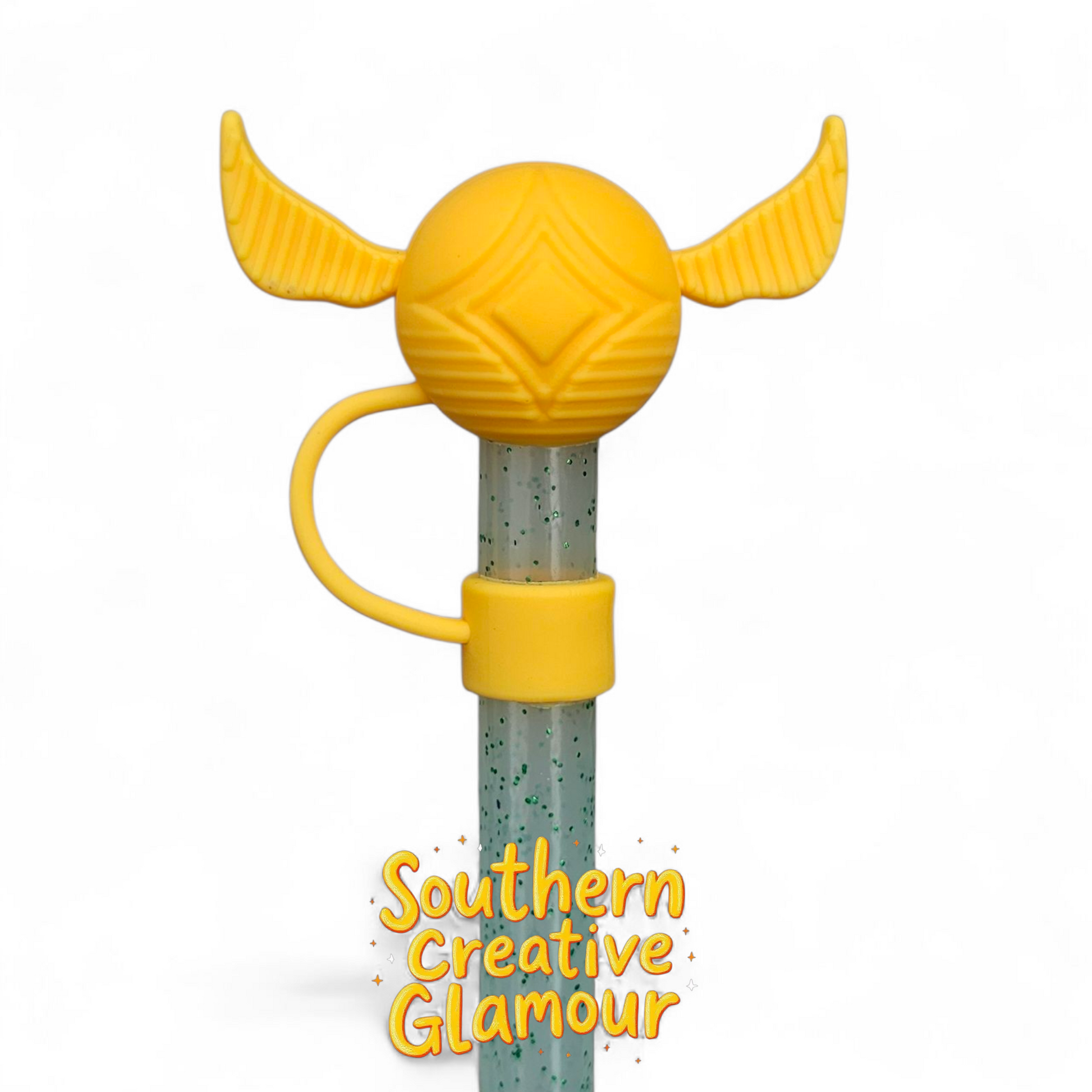 Harry Potter inspired Golden Snitch 3D 10mm Straw Topper by Southern Creative Glamour 
