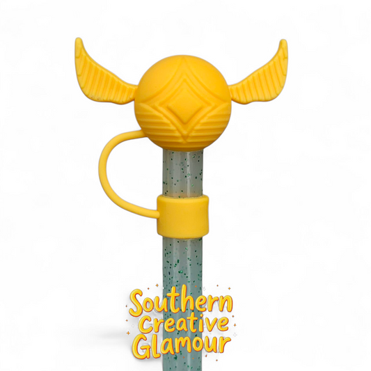 Harry Potter inspired Golden Snitch 3D 10mm Straw Topper by Southern Creative Glamour 