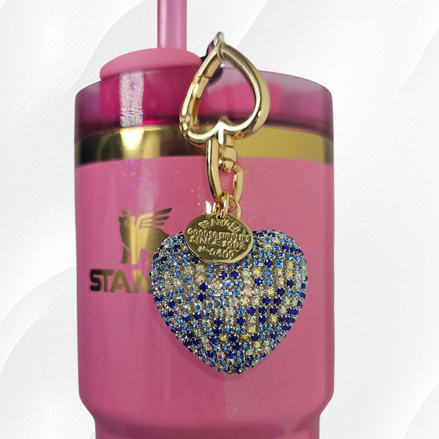 Glitter Heart Charm  - Disco Blue
