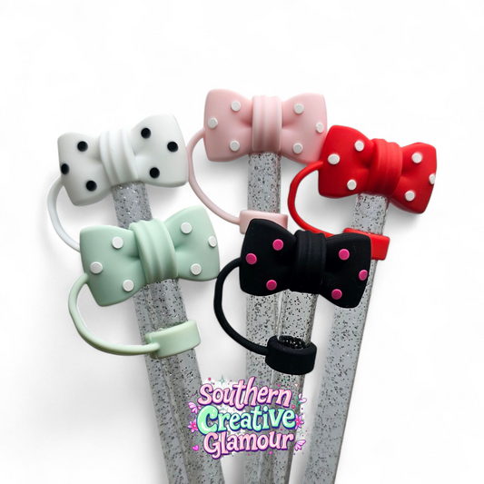 Polkadot Bow Straw Toppers | 3D Bow | 10mm