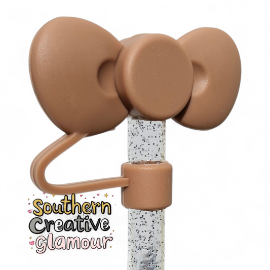Brown 3D Bow Silicone Straw Topper | Fits 10mm Straws