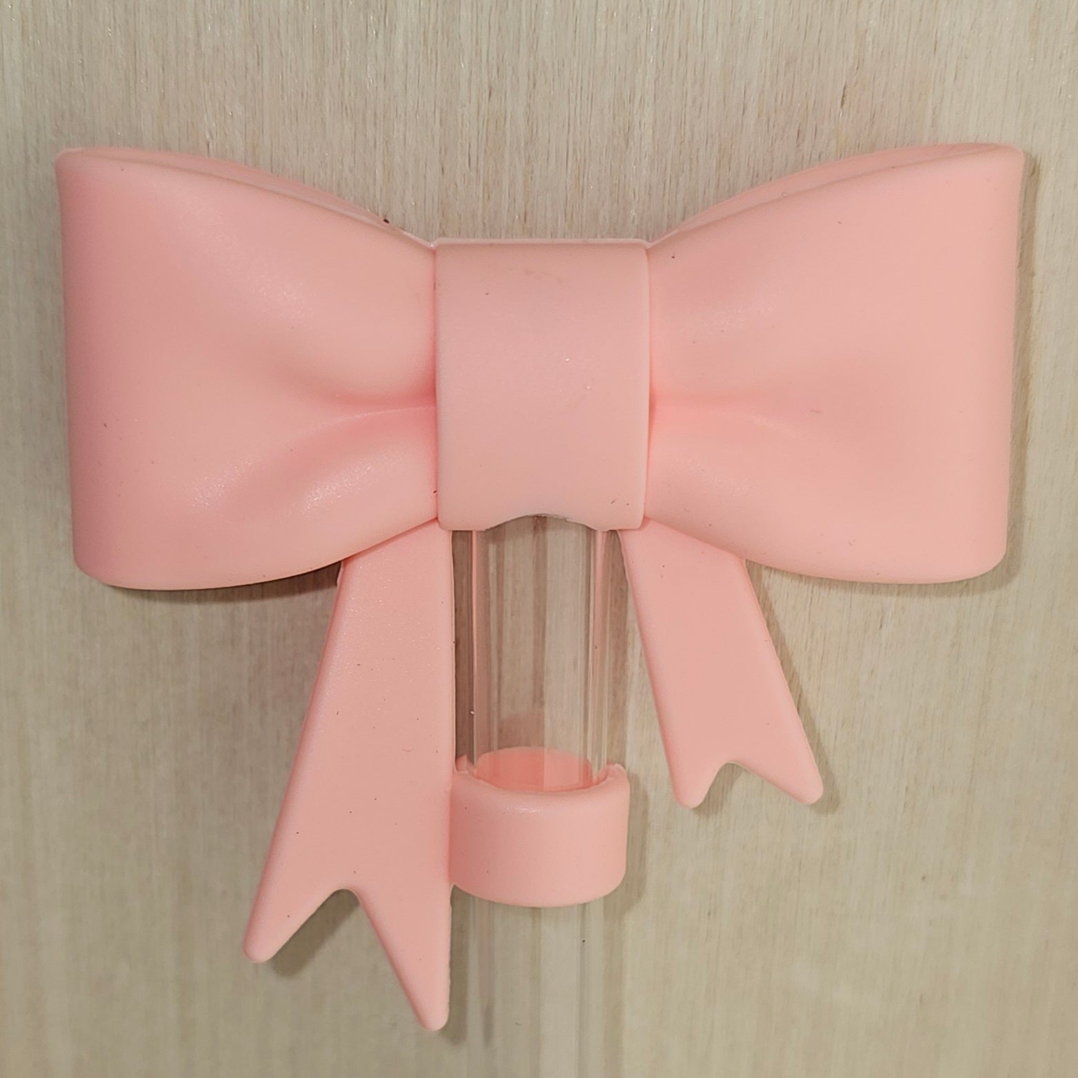 Ribbon Bow Silicone Straw Topper  - Straw Cover  - Blush Pink 