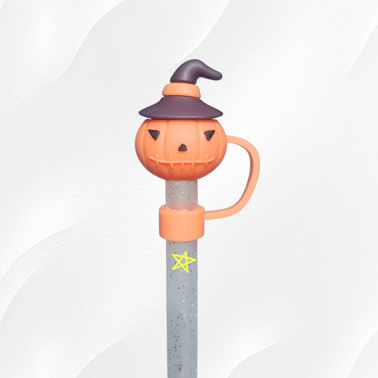 Fall Jack-o-Lantern 3D Silicone Straw Topper