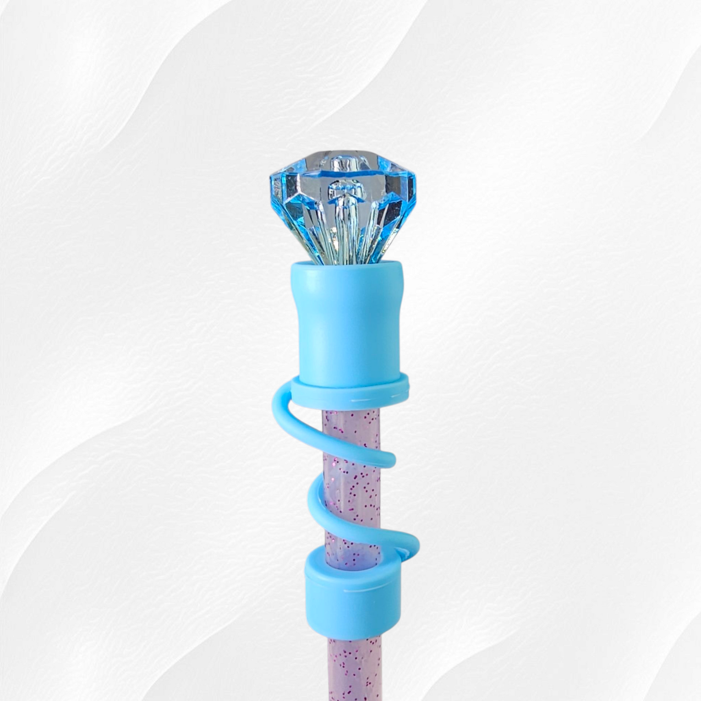 Pool Blue Diamond 3D Silicone Straw Topper. 