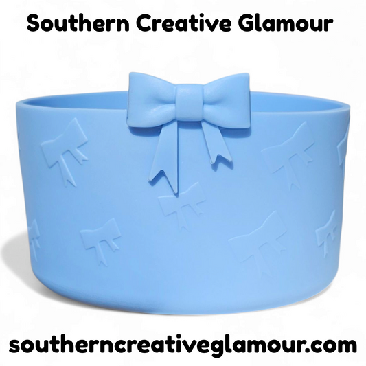 Powder Blue Bow Silicone Tumbler Boot by Southern Creative Glamour 