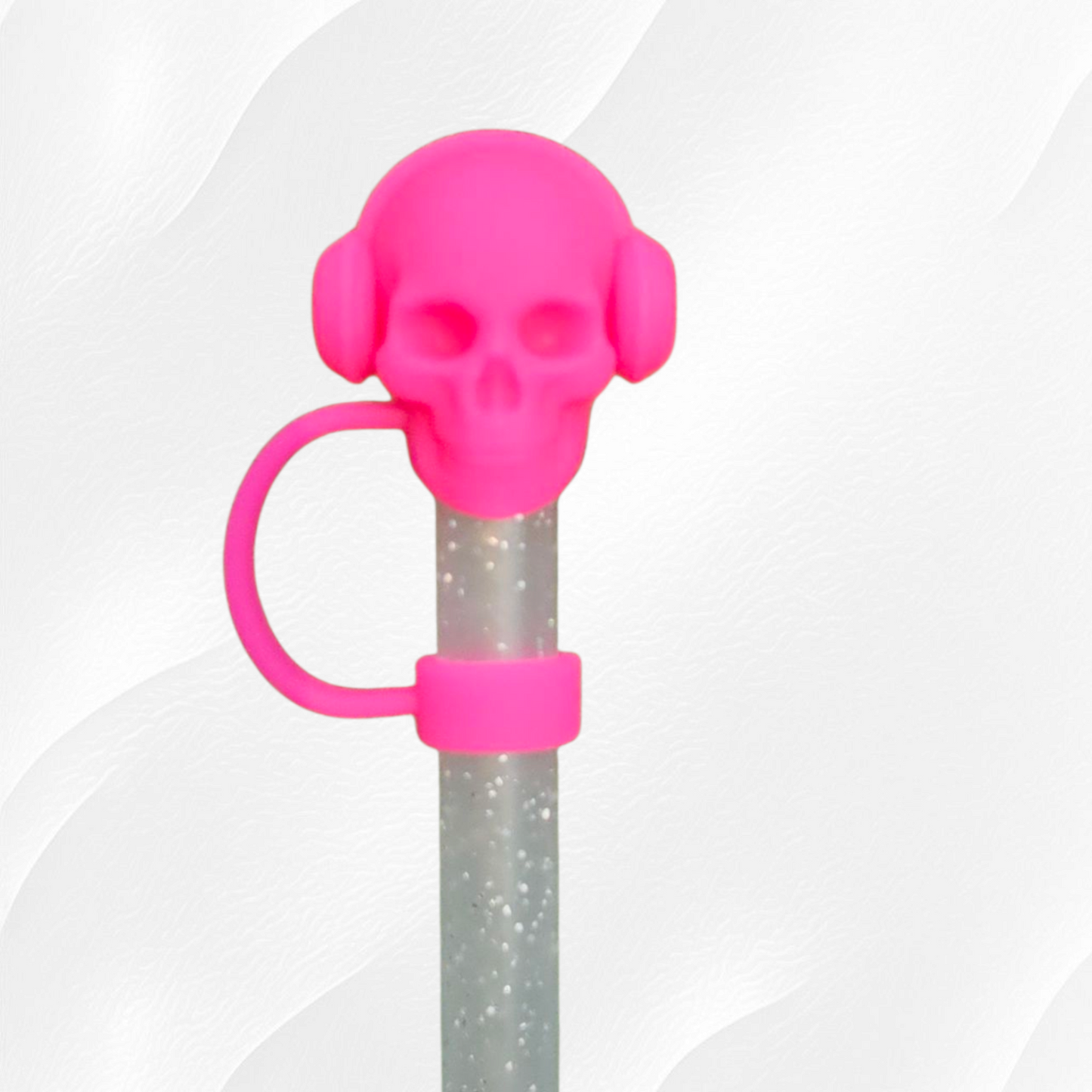 Cool Halloween Skull 3D Silicone Straw Toppers