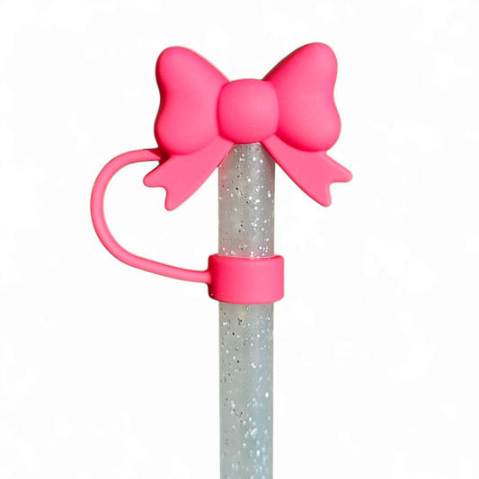 Ruby Heart Red Bow 3D Silicone 10mm Straw Topper by Southern Creative Glamour 