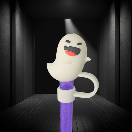 Halloween Ghost 3D Silicone Straw Topper