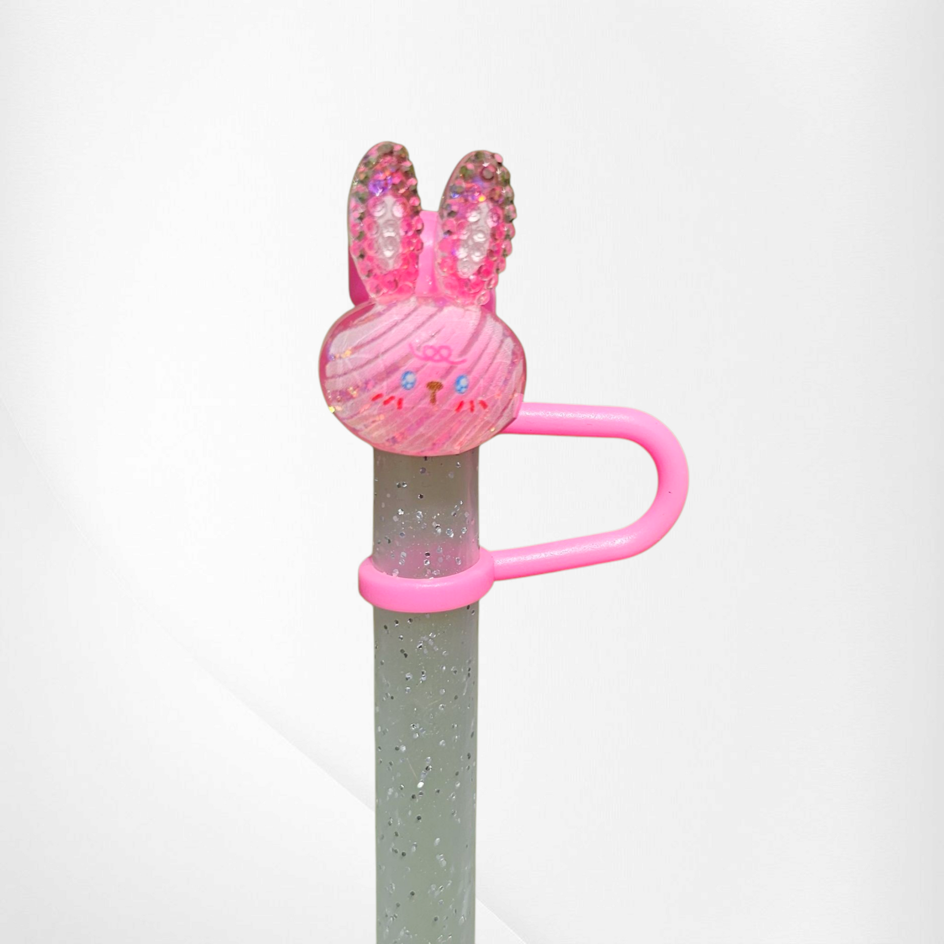 Pink Bunny straw topper 