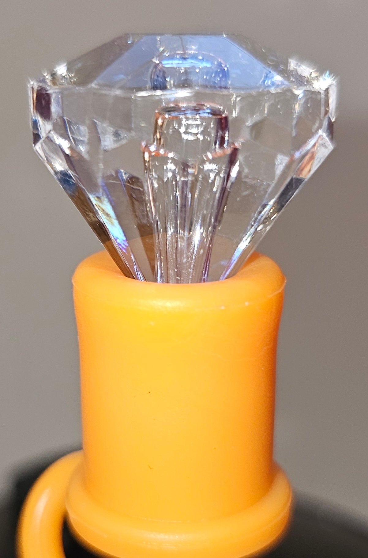 Clear Diamond with Orange Silicone Base Straw Topper  - Straw Cover 