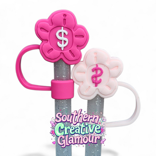 Boss Babe 3D Money Flower 10mm Straw Topper - The Pinks by Southern Creative Glamour 