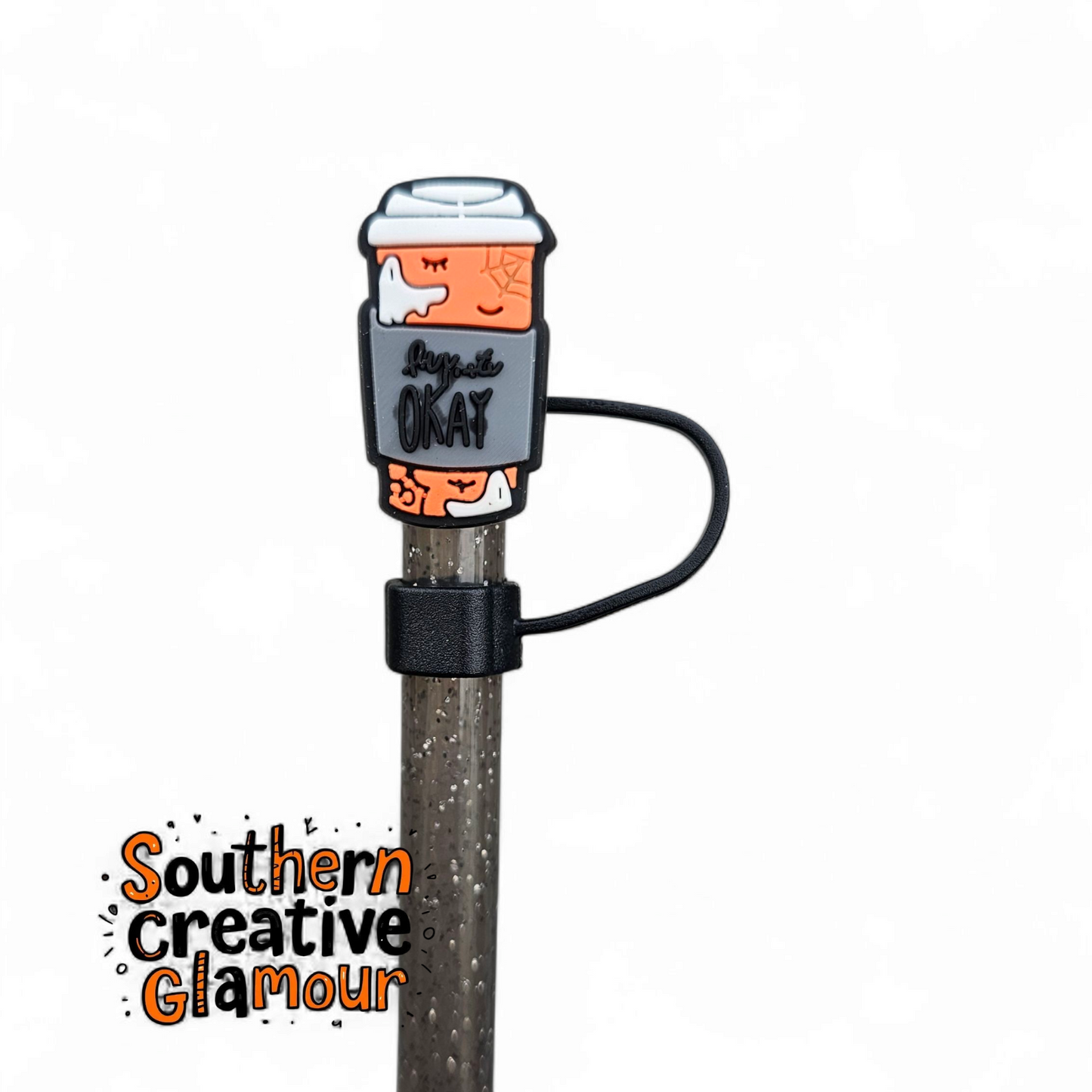 Spooky Late Halloween Silicone 10mm Straw Topper by Southern Creative Glamour 