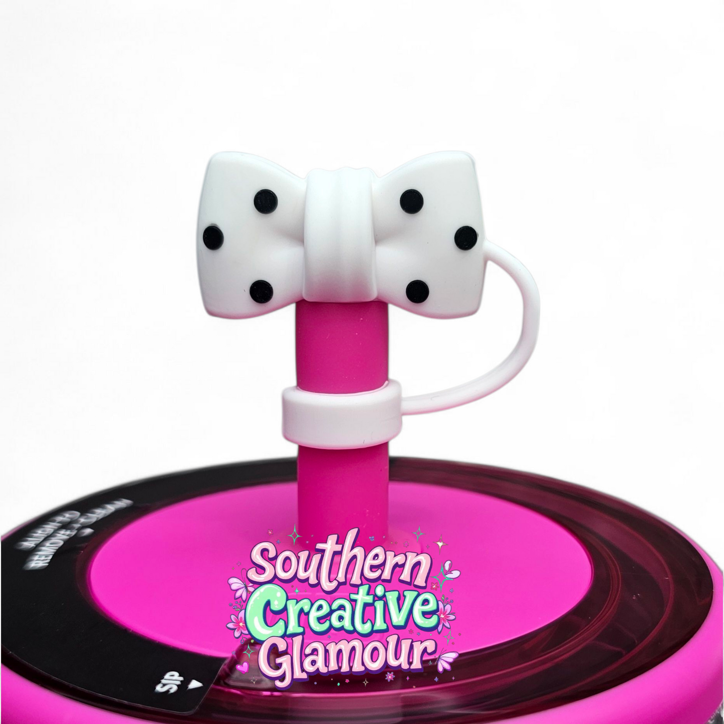Polkadot Bow Straw Toppers | 3D Bow | 10mm