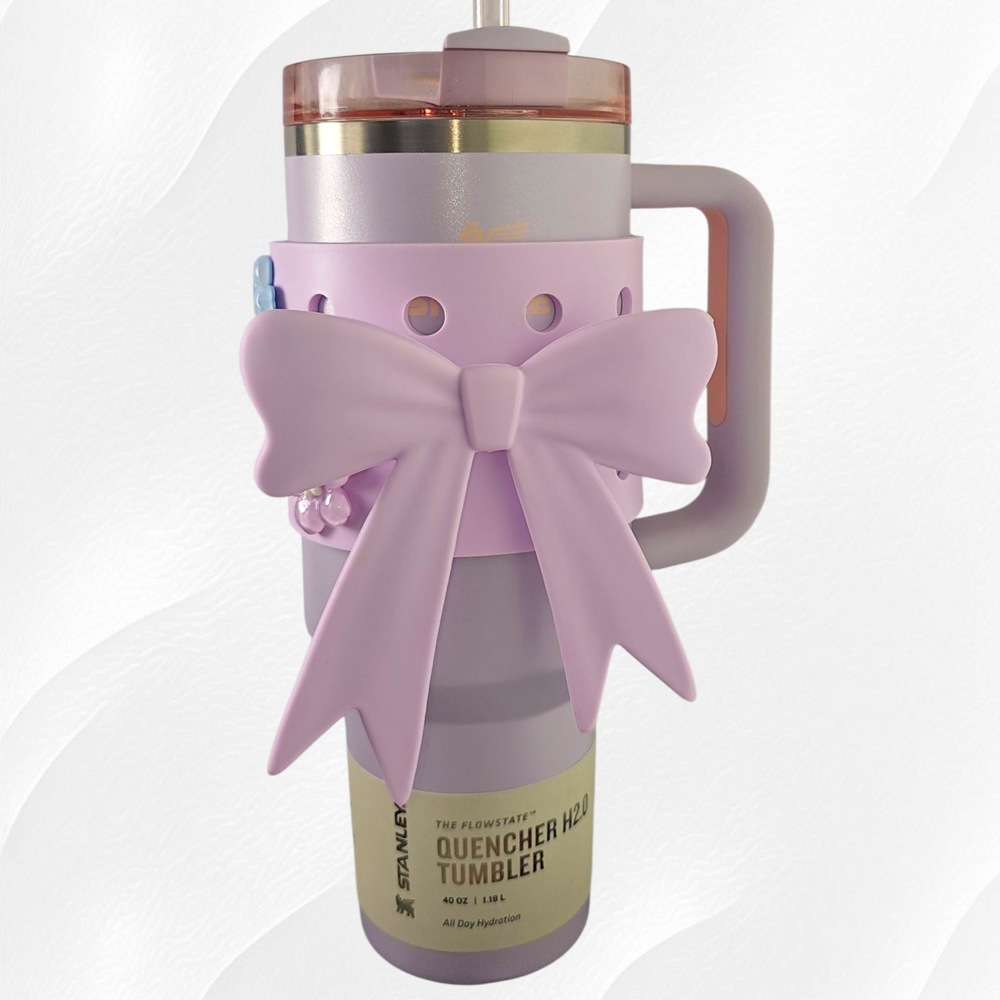 Purple Jumbo Princess Bow Cup Silicone Sleeve. 