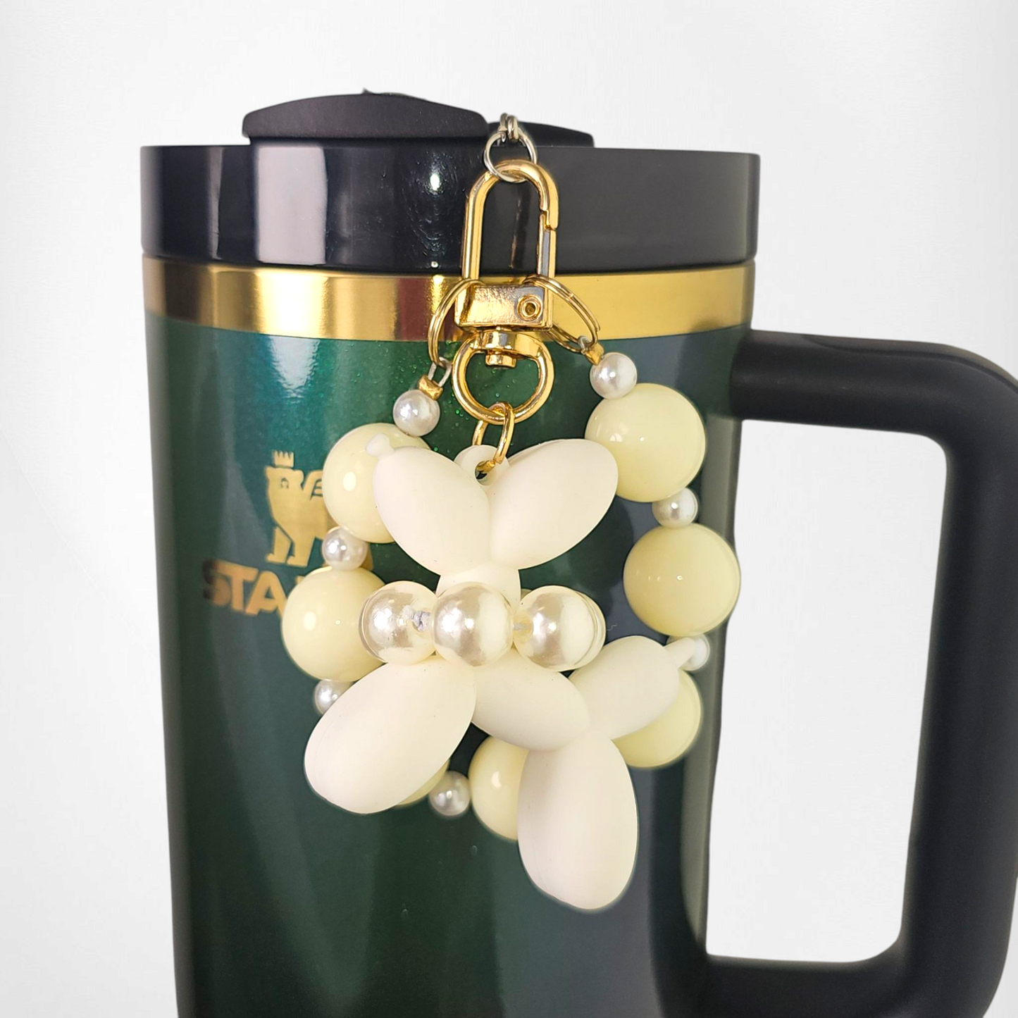 Deluxe Beaded Balloon Dog Charm - White