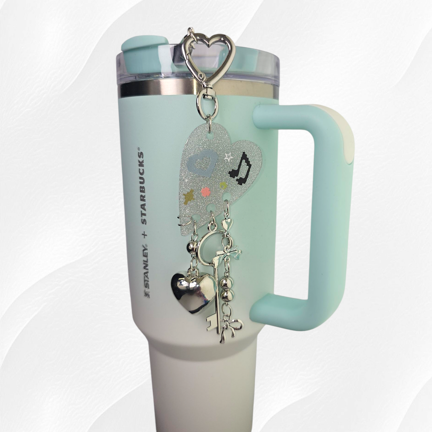 Rockstar Heart Tumbler Charm  - Silver