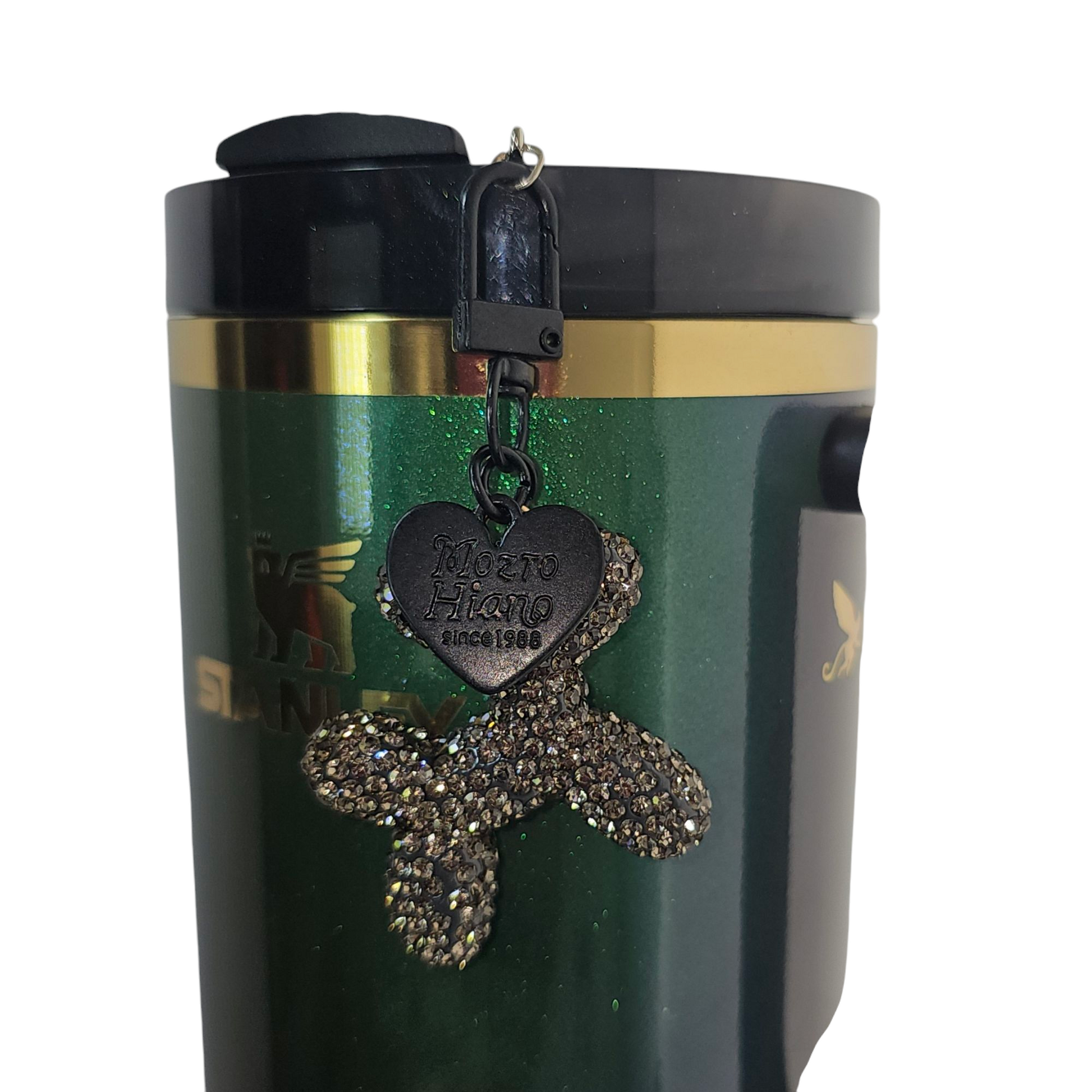 Rhinestone Glitter black balloon dog tumbler charm. 