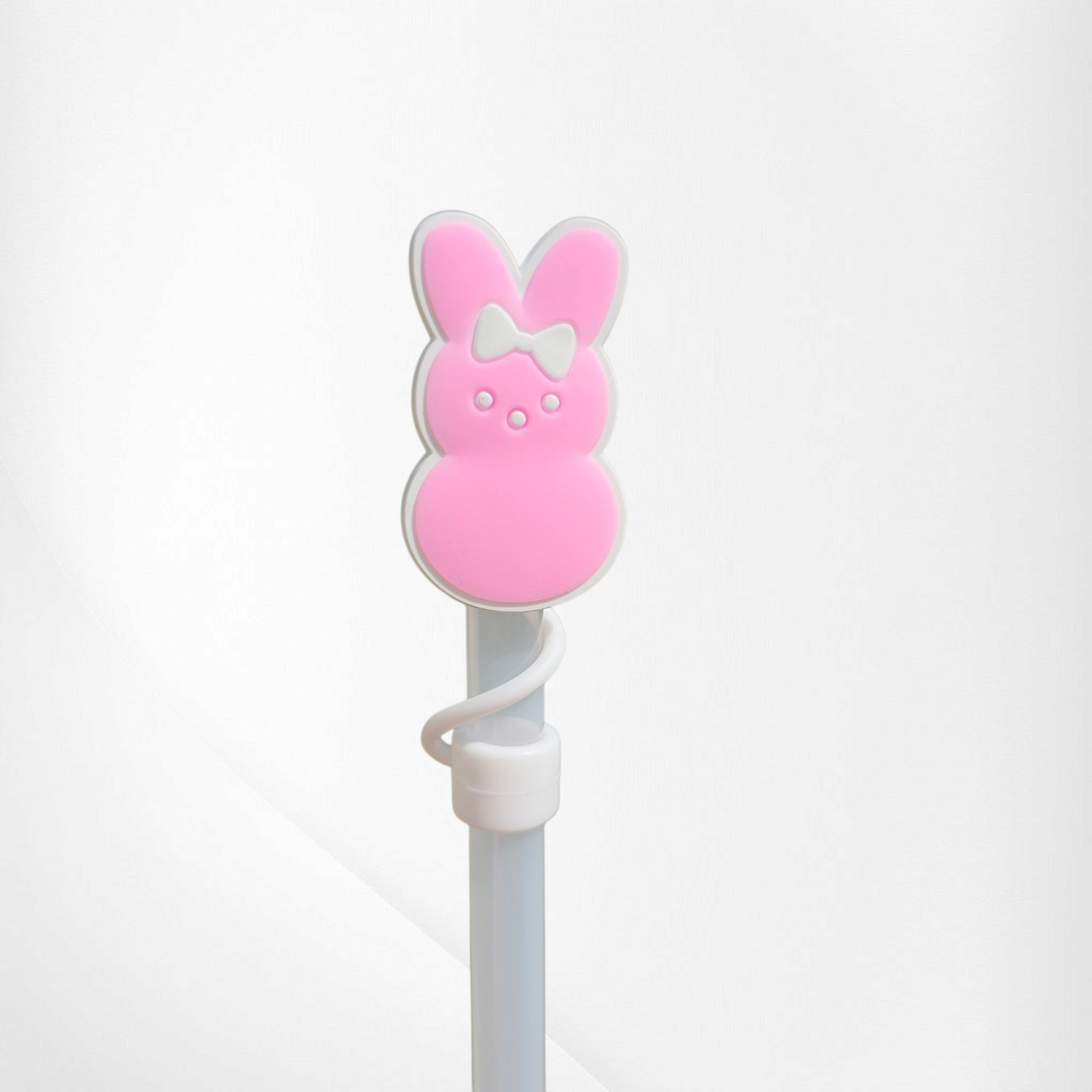 Sizzling Pink Peeps inspired Easter Bunny 2D Silicone Straw Topper  - Straw Cover. 