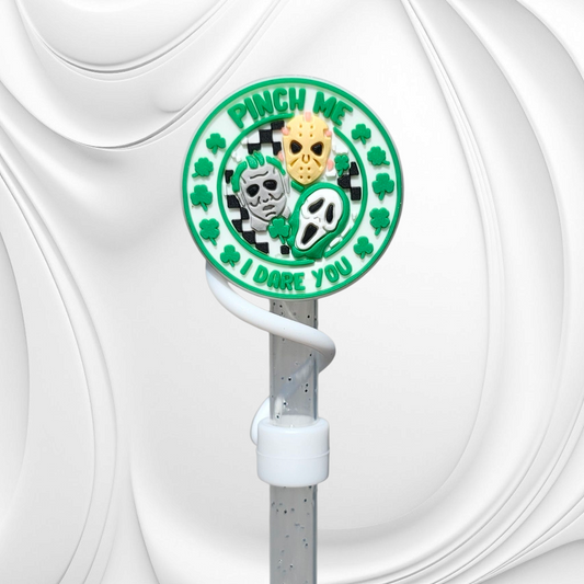 St. Patrick's Day Psycho Friends 8mm Silicone Straw Toppers