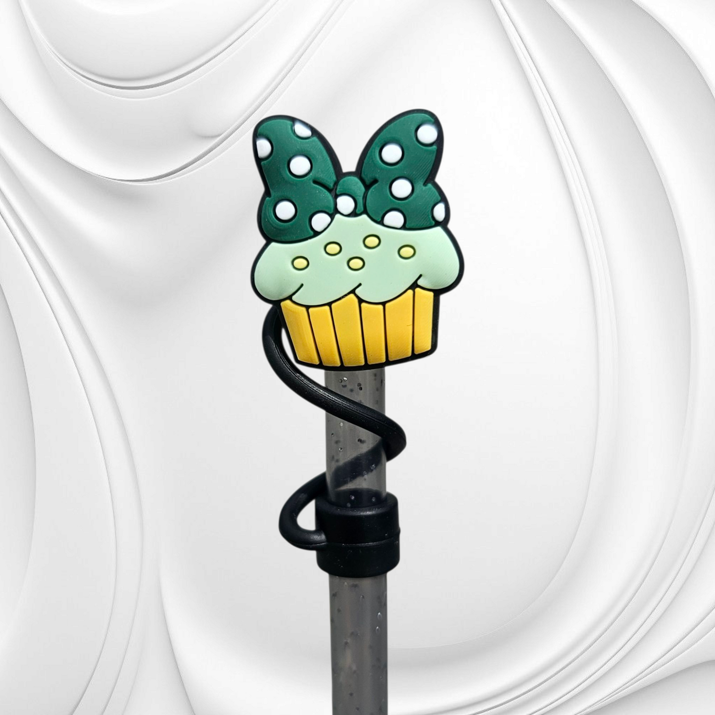 St. Patrick's Day Minnie Mouse Cupcake 8mm Silicone Straw Topper. 