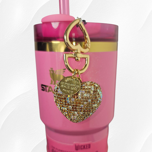 Gold Glitter Heart Charm 