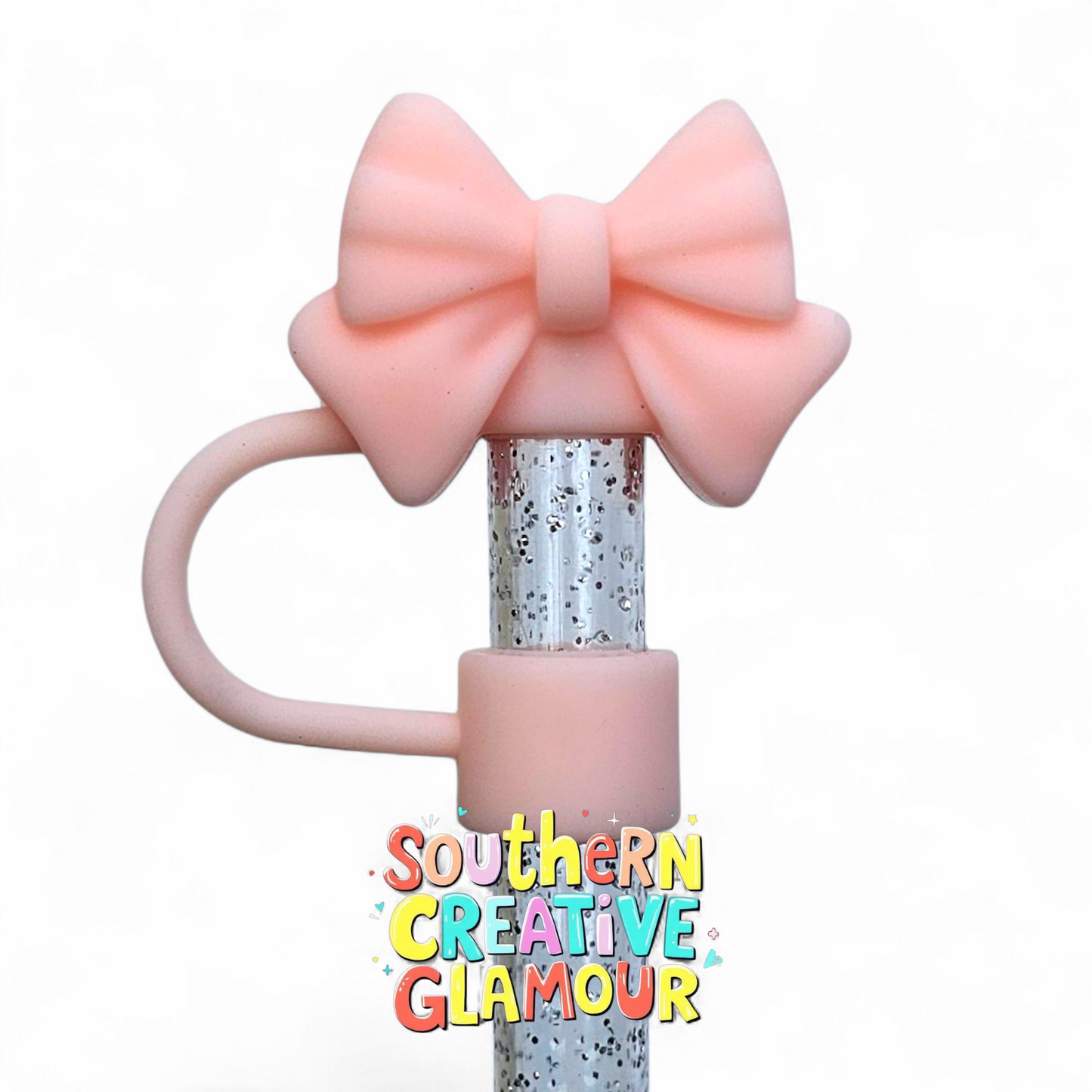 Blush Pink 3D Bow 10mm Straw Topper by Southern Creative Glamour 