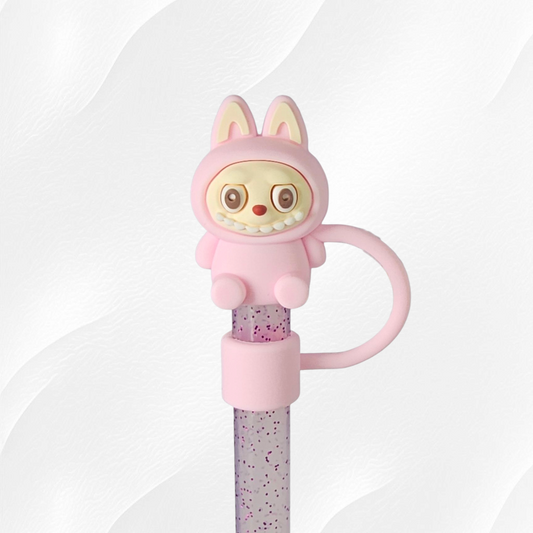 Light pink Labubu inspired 3D Silicone Straw Topper. 