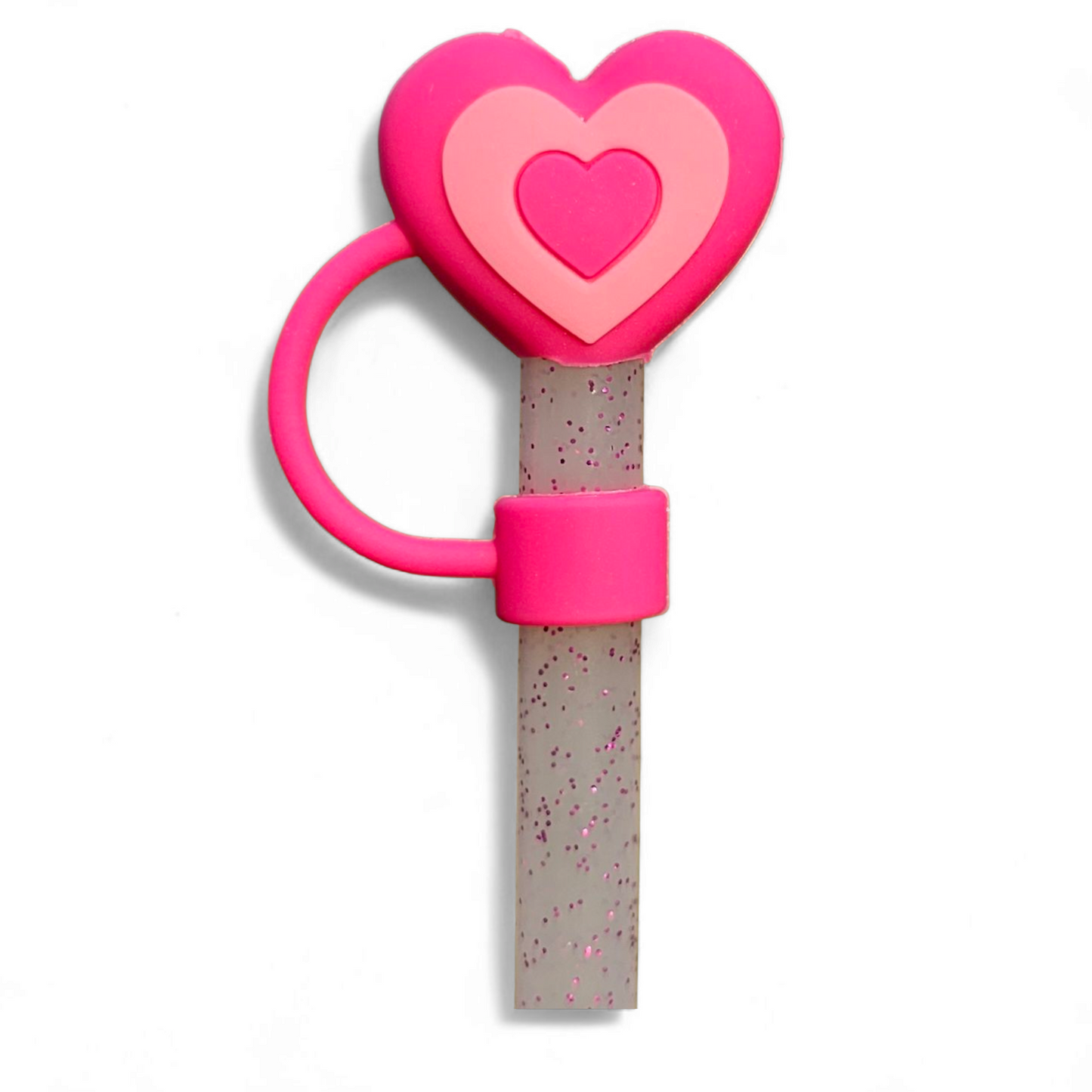 Pink Heart Silicone Tumbler Boot & Straw Topper