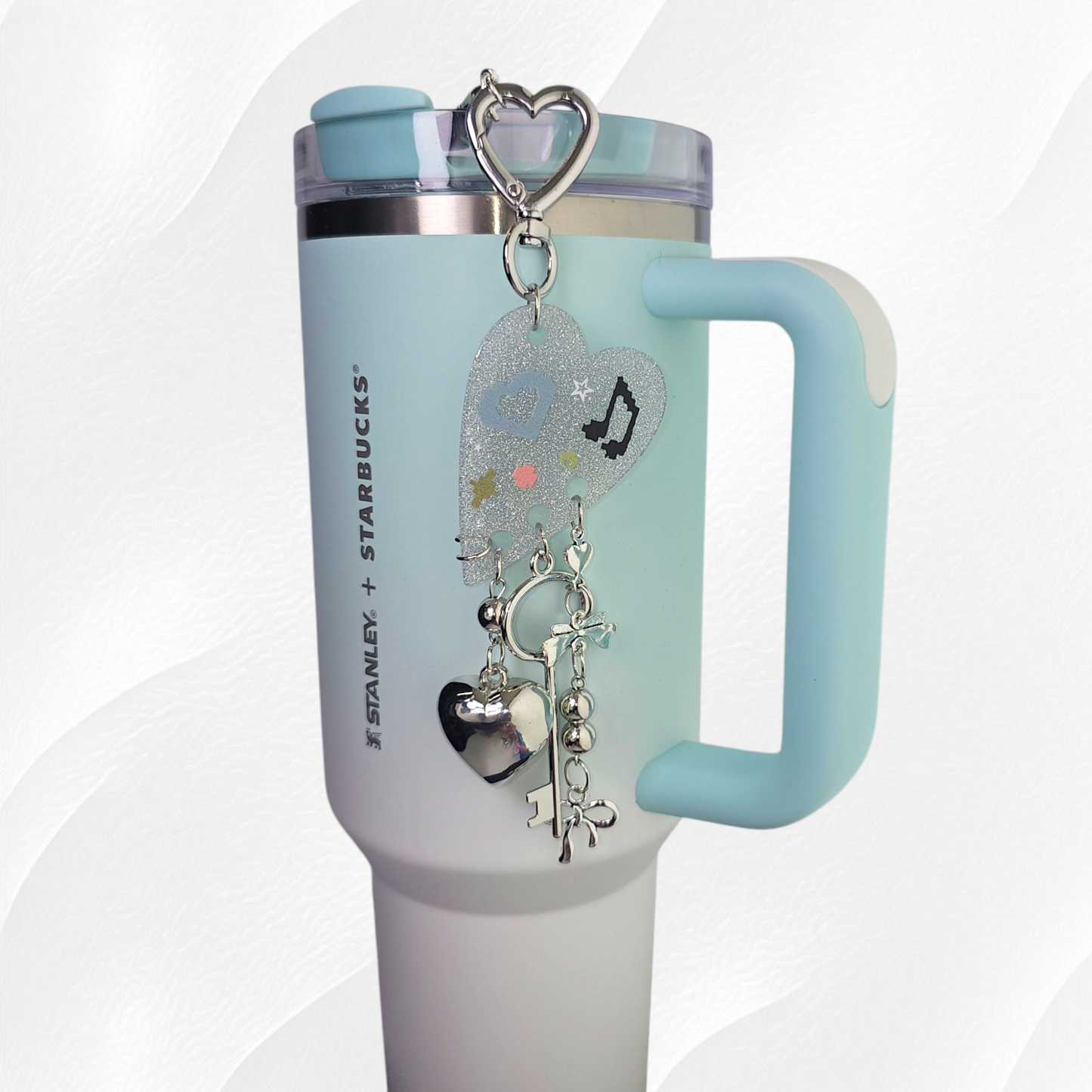 Rockstar Heart Tumbler Charm  - Silver
