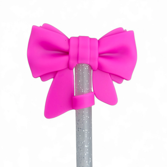 Barbie Pink Bow 3D Silicone 10mm Straw Topper by Southern Creative Glamour 
