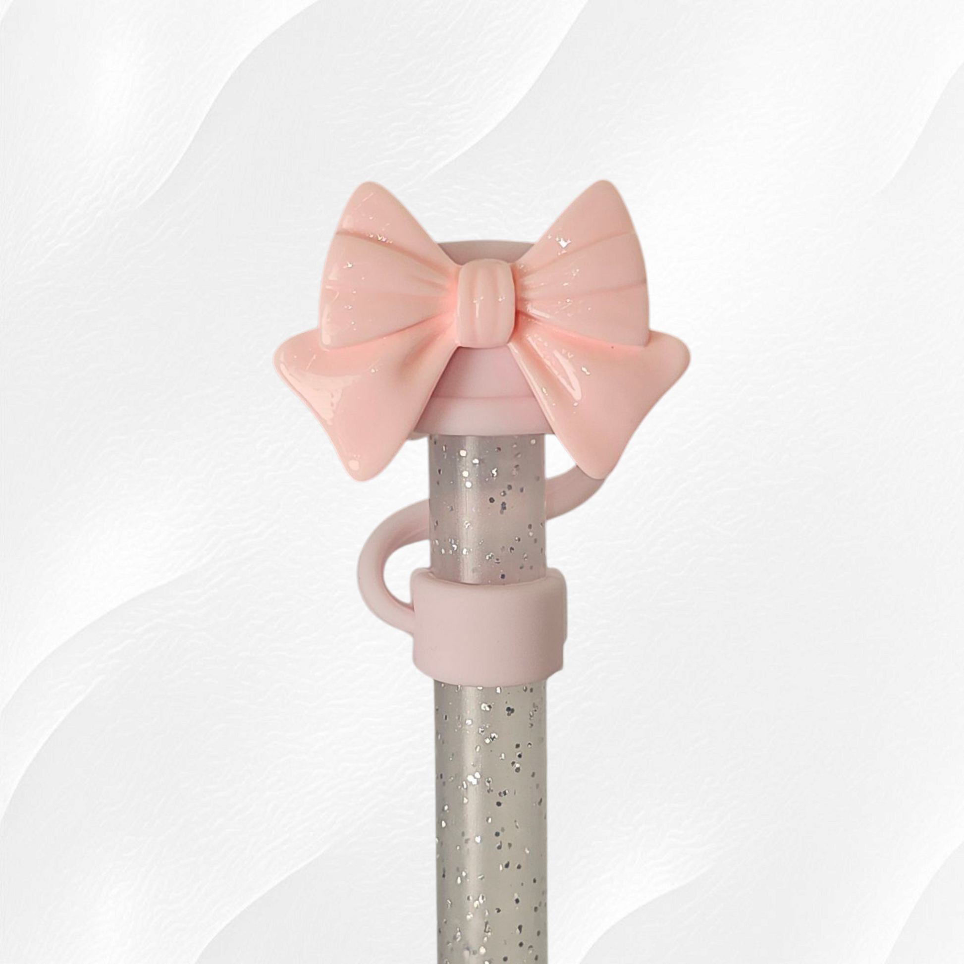 Pink Coquette Bow Straw Topper 