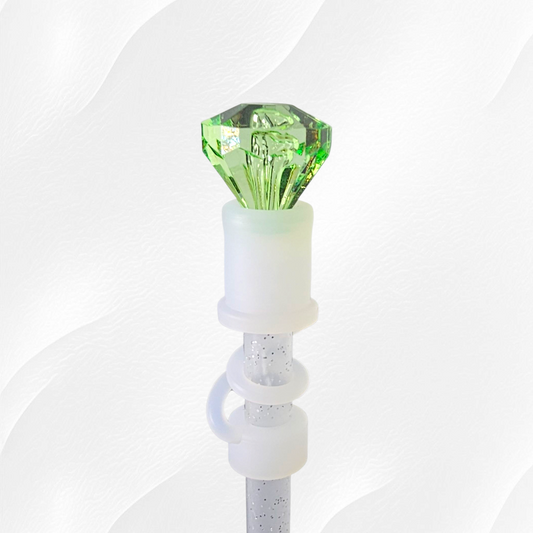 Green Diamond with semi-transparent silicone straw topper base. 