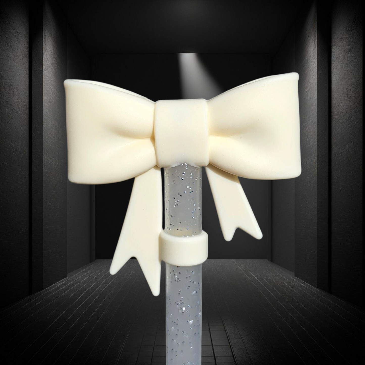 Cream Princess Bow 3D Silicone Straw Topper 