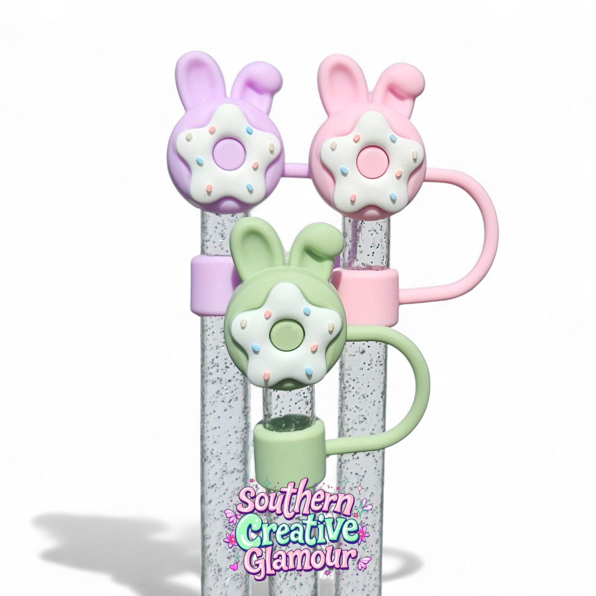 Donut Bunny 3D 10mm Straw Topper by Southern Creative Glamour 