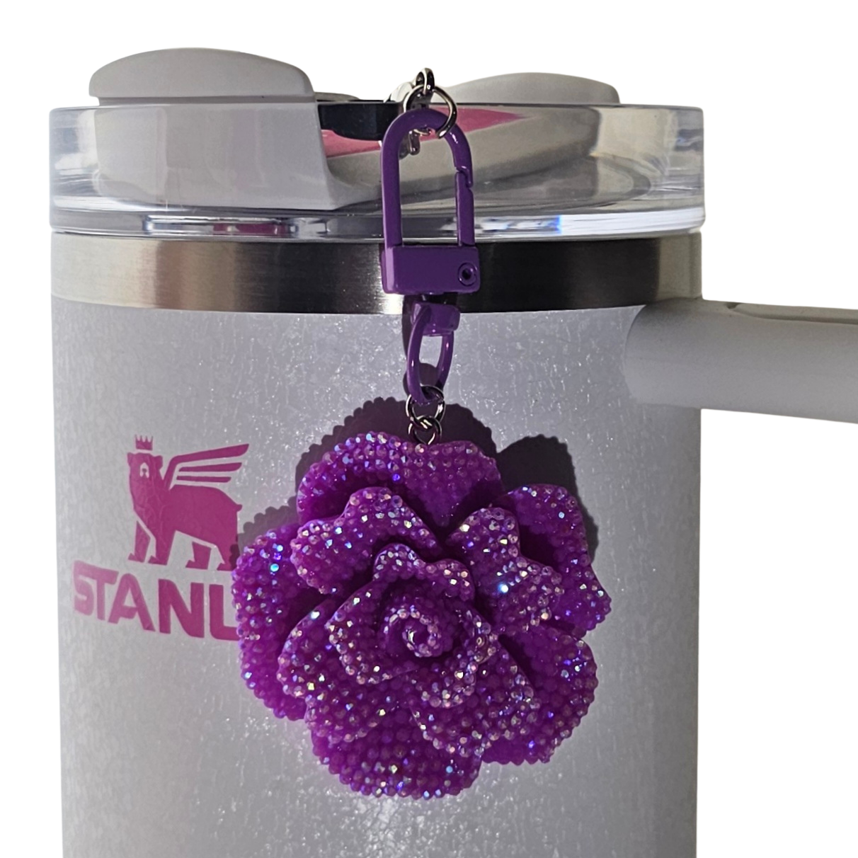 Luxury Glitter Rose Tumbler Charm  - Purple 