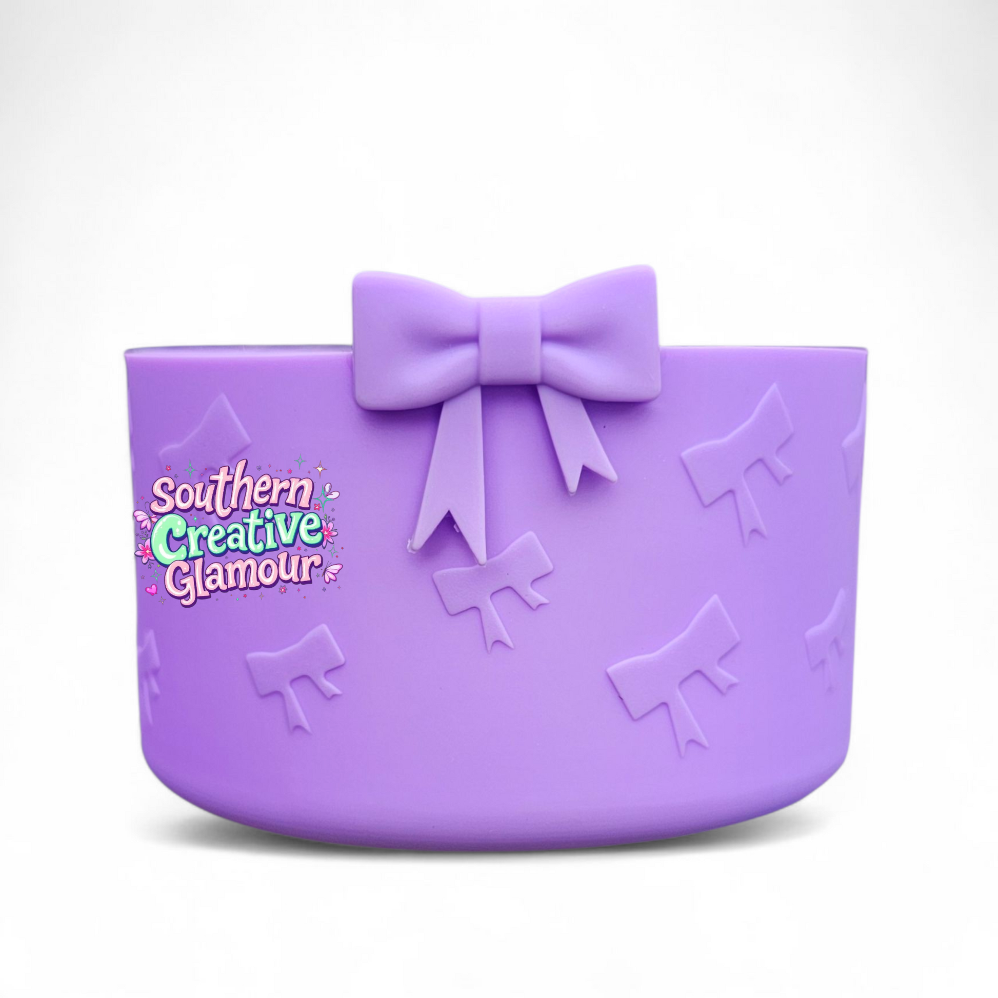 Lilac Purple 3D Bow Textured Silicone Tumbler Boot by Southern Creative Glamour 