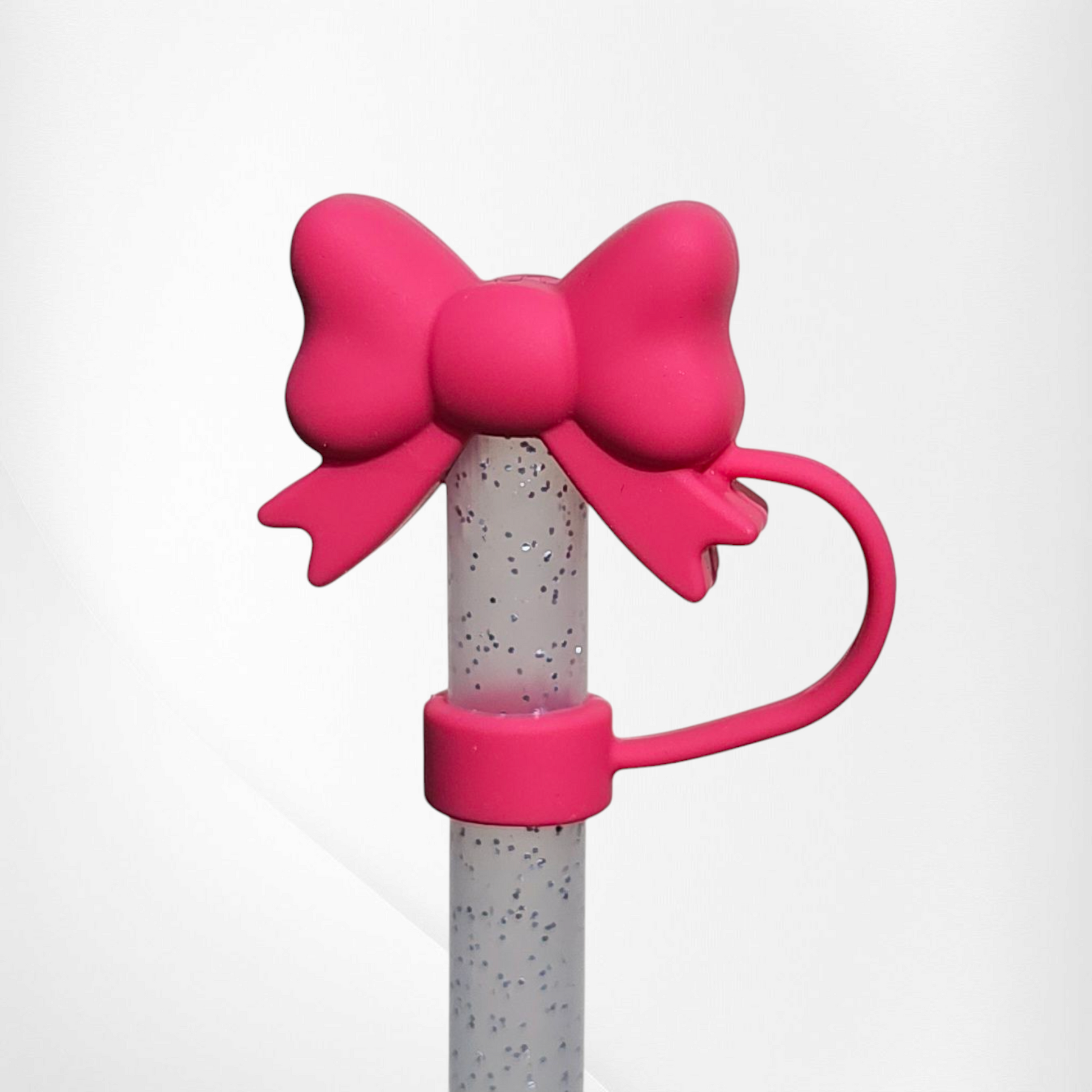 Red bow silicone straw topper  - straw cover. Fits 10mm and Stanley Straws. 