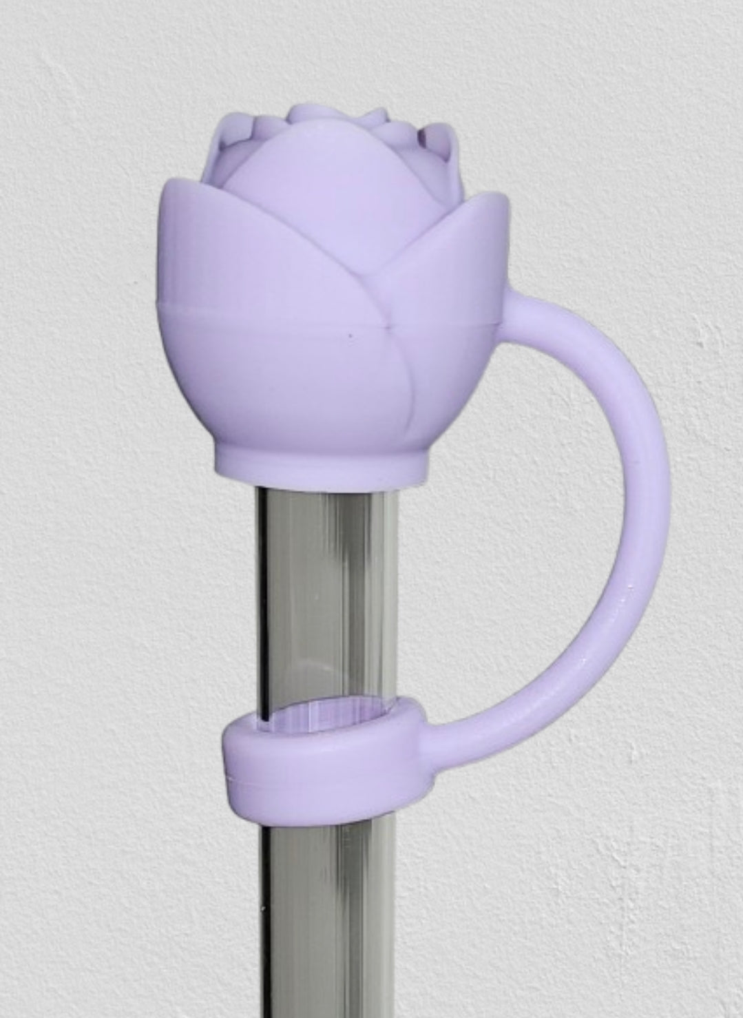 Rose 3D Silicone Straw Topper  - Straw Cover  - Lavender Purple 