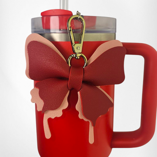 Fashion Leather Butterfly Tumbler Charm  - Red & Pink