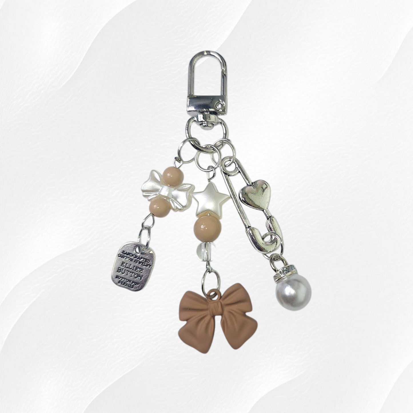 Coquette Bow & Pearl Tumbler Charm  - Brown