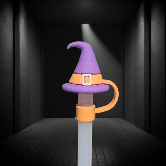 Purple Witch's Hat 3D Silicone Straw Topper