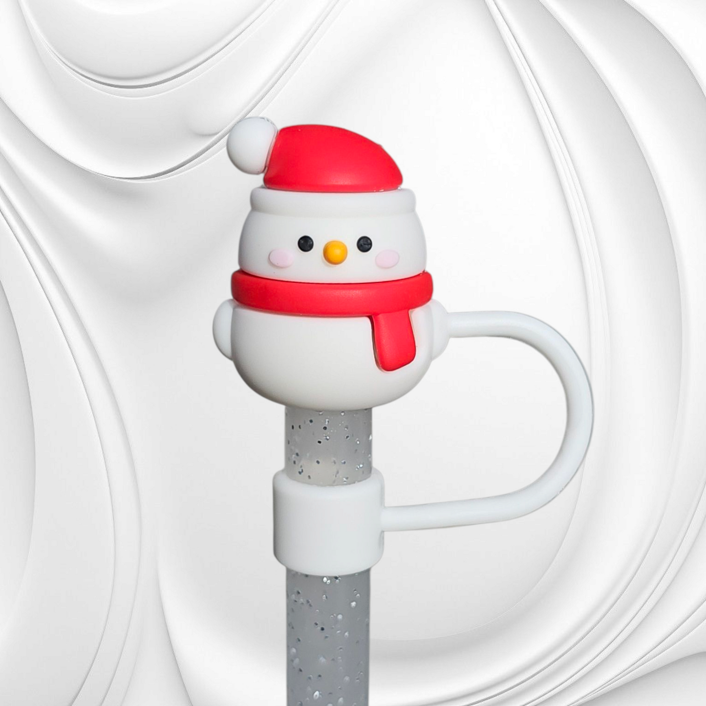 Snowman 3D Silicone Straw Topper 