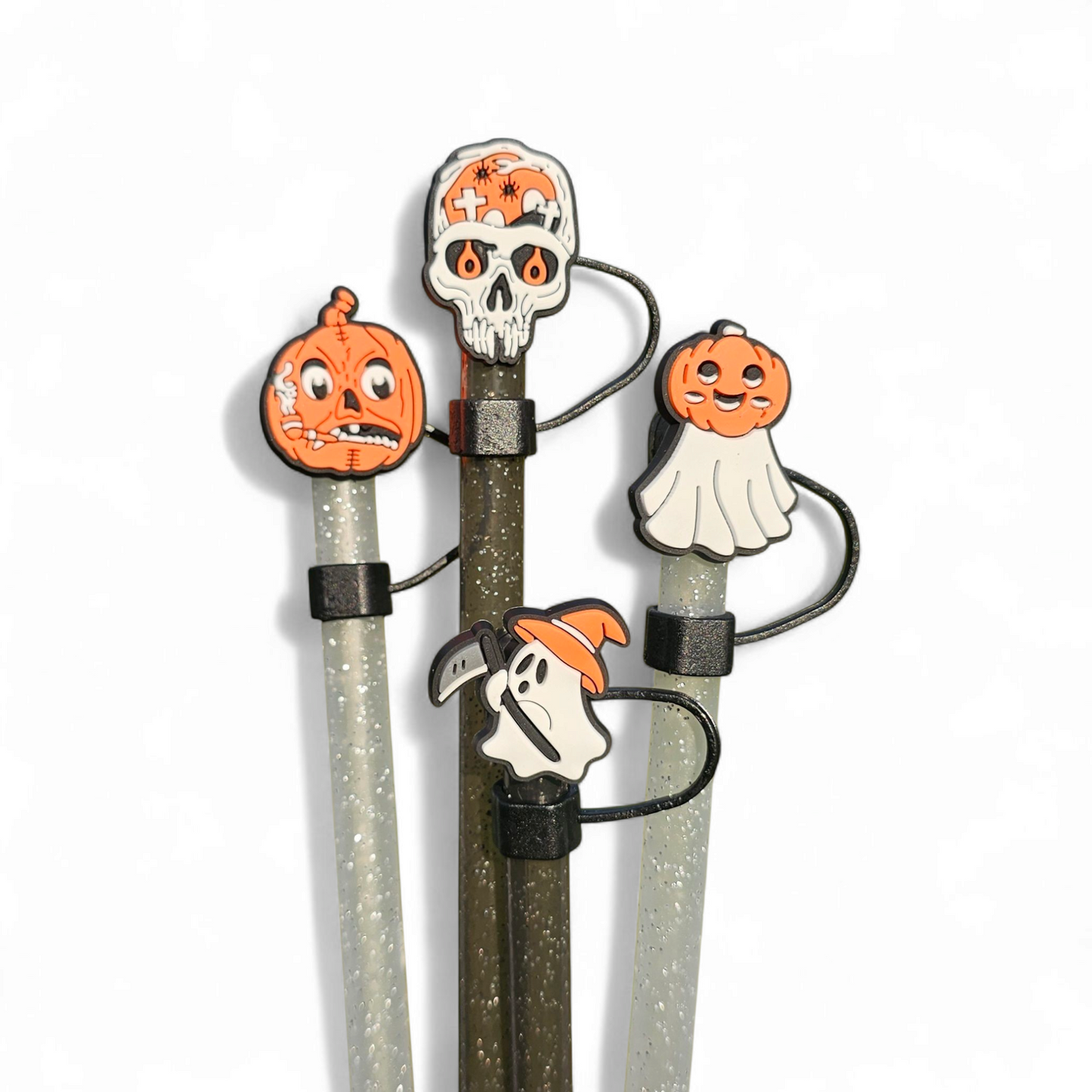Spooky Halloween Silicone 10mm Straw Toppers