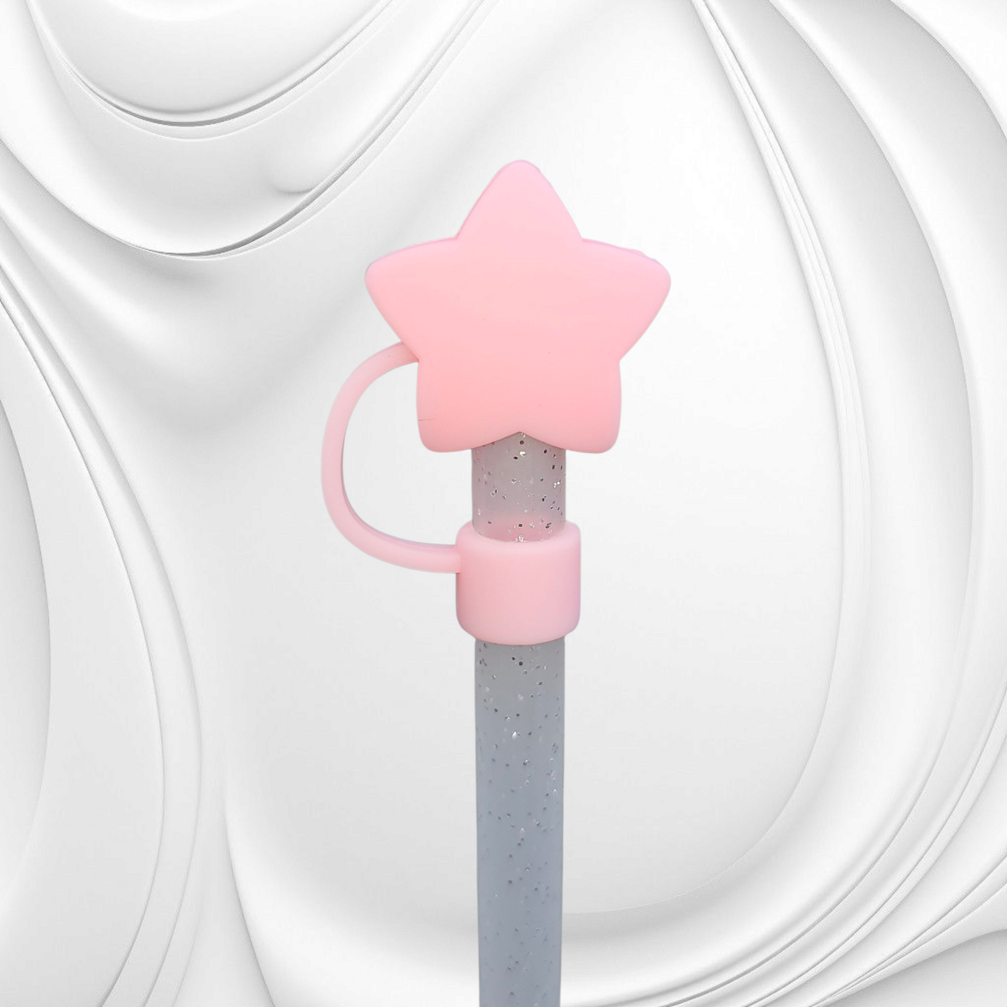 Pink Star 3D Silicone Straw Topper 