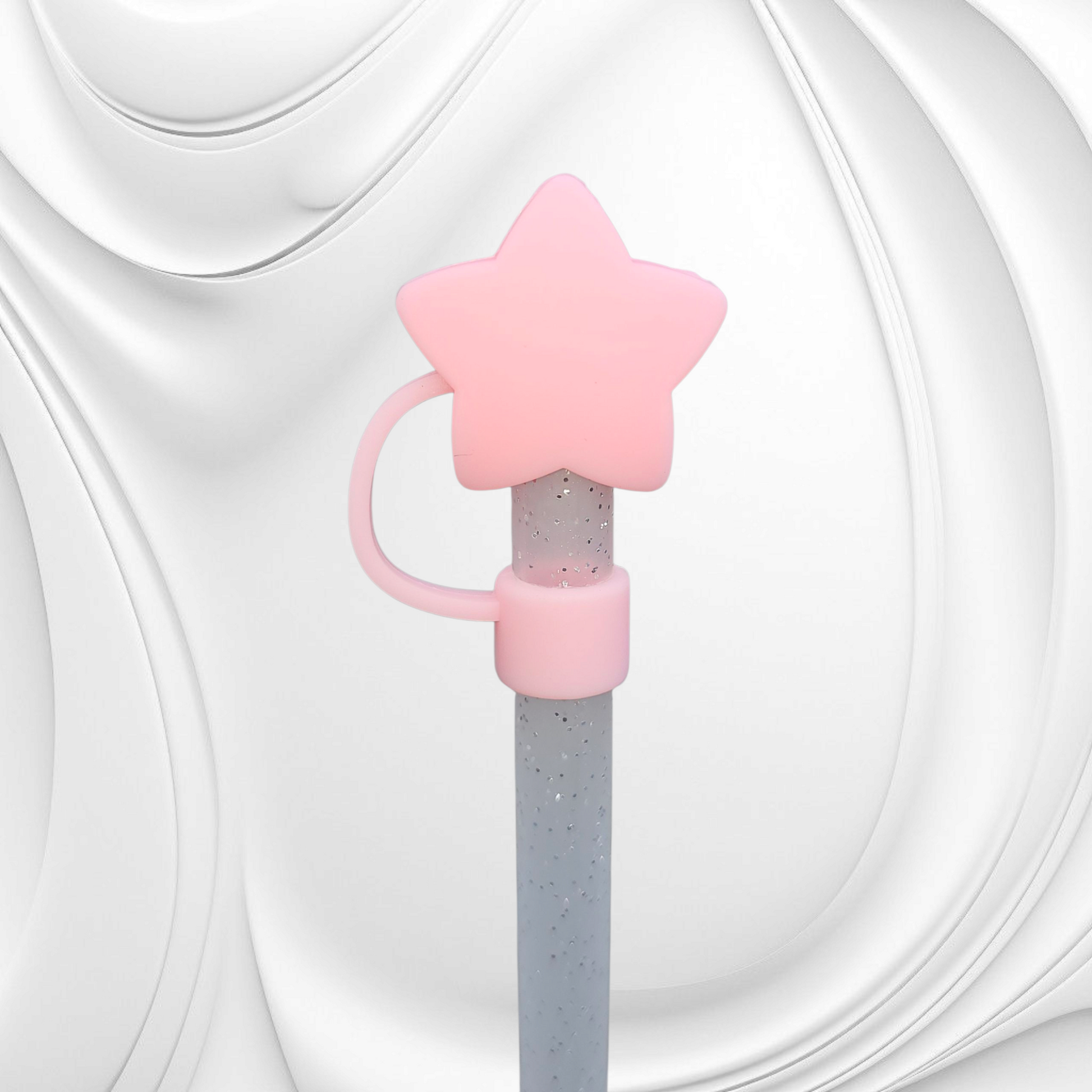 Pink Star 3D Silicone Straw Topper 