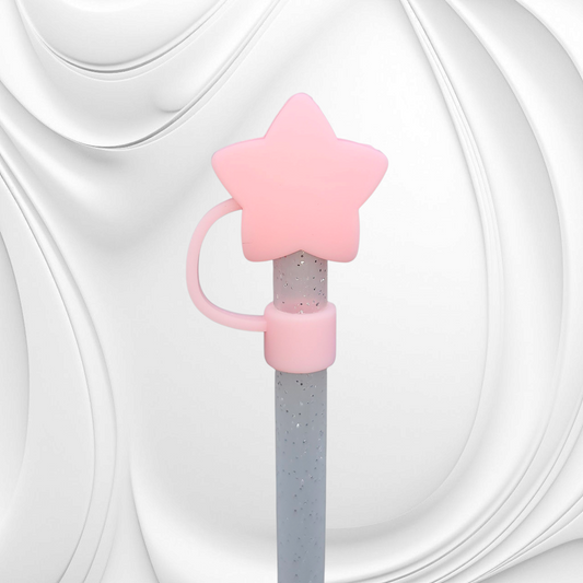 Pink Star 3D Silicone Straw Topper 